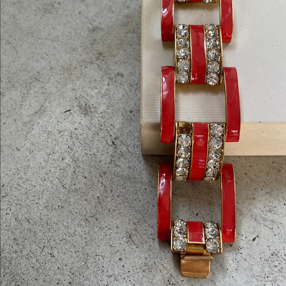 J. Crew Coral and Gold Bracelet